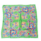 Vintage YSL Scarf Silkprint Square Floral Paisley Green Yves Saint Laurent 70s 80s