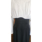 Vintage 80s Neo Edwardian Dress White Ruched Top Black Skirt Long Sleeves / M