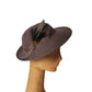 Vintage 1970s Ladies Fedora Hat Brown Wool Wide Brim Feather