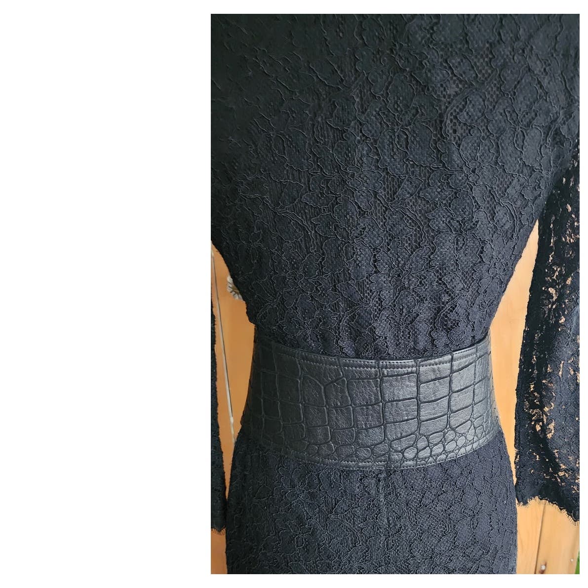 Vintage Wide Black Suede Belt Croc Embossed Chester NWT Deadstock