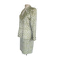 Vintage 80s ESCADA COUTURE Skirt Suit Green Cream Silk Jacquard Leafy Print / L