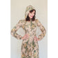Vintage 1970s Kristie Lou Dress Hooded Floral Maxi Long Sleeve Woodland Fairy