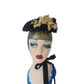 Antique Victorian Hat Black Satin w/Cream Silk Flowers 1800s 19th Century