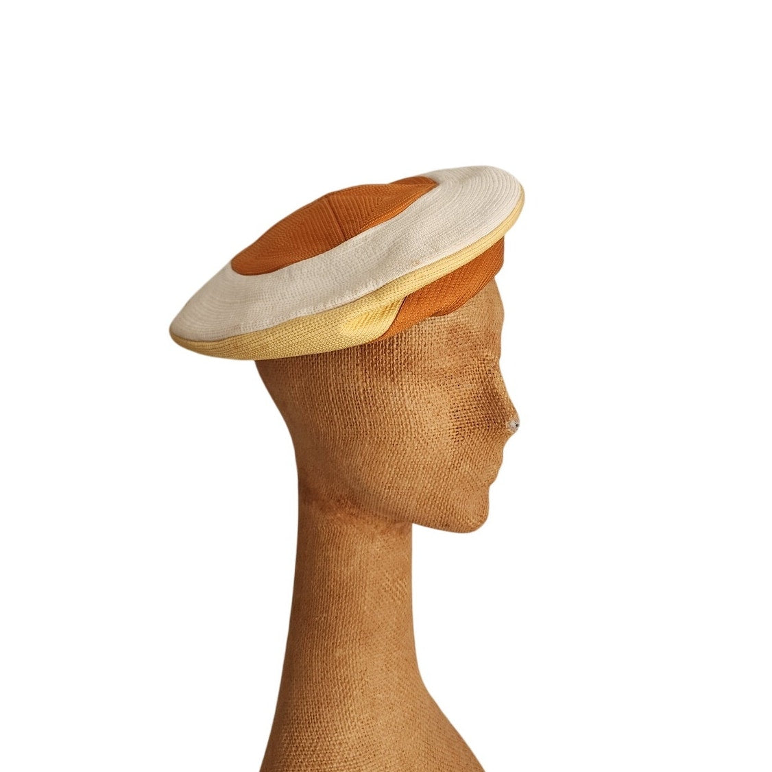 Vintage 60s Beret Hat Jean Barthet France Beige Brown