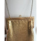 Vintage 50s Whiting & Davis Gold Mesh Bag Dressy Evening Purse Scallop Hem Art Deco Frame