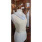 80s Krizia Top Cream Flax Linen Sleeveless Beaded Blue Rose Peter Pan Collar