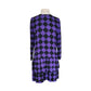 Vintage 1980s GIVENCHY Silkprint Dress Purple Black Harlequin Diamonds Long Sleeved