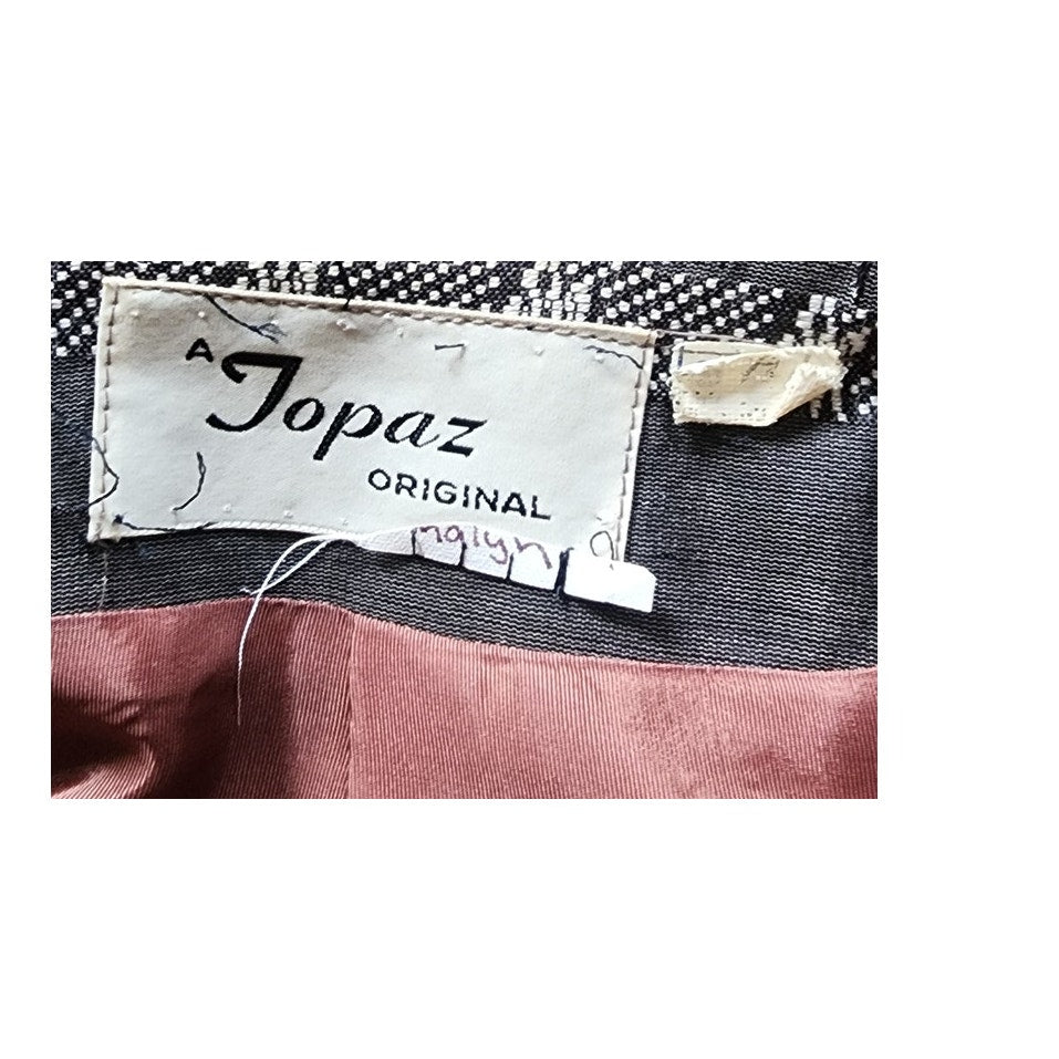 Vintage 50s Cropped Bolero Jacket "Topaz Original" Grey Striped Rockabilly Large