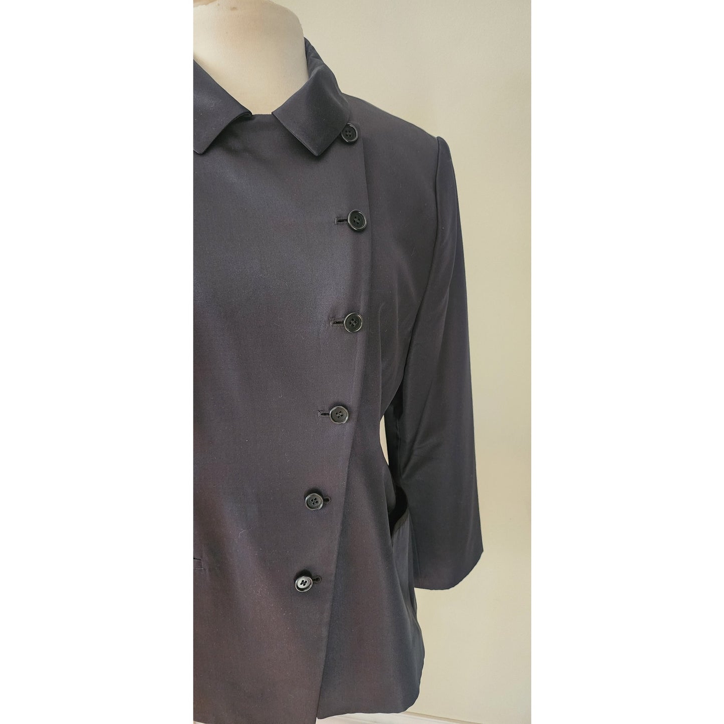 Vintage Armani Collezioni Blazer Y2k 2000s Black Silk Jacket Large