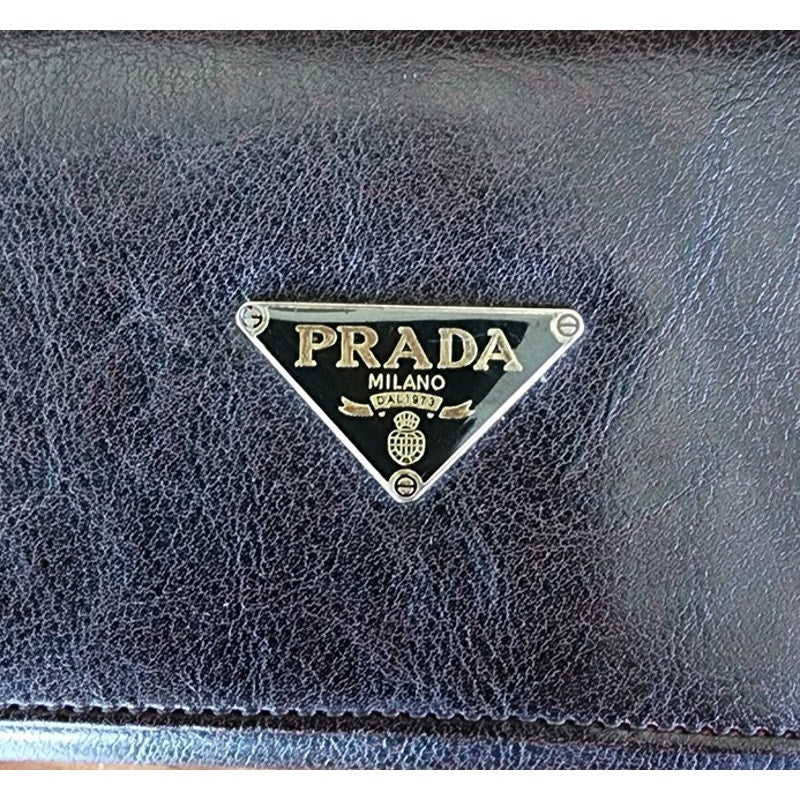 Vintage 90s Prada Clutch Wallet Leather Trifold Pocketbook