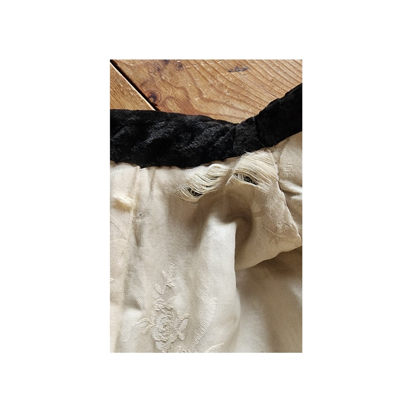 Antique 1910s 20s Edwardian Art Deco Black Textured Silk Velvet Opera Coat Frock Jacket with Silk Chord Knot Closure