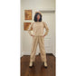 Vintage 1990s Sonia Rykiel Velour Track Suit Beige w/Gold Buttons