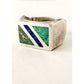 Vintage Mens Ring Inlaid Turquoise Lapis Lazuli Stamped SMM 925 Mexico Size 10.25