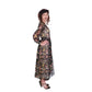 Vintage 1970s Dark Floral Print Dress Gauzy Maxi Sash Tie Belt