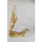 Vintage 1980s Erte Silk Scarf White Gold Art Deco Leopard Lady Letter L Femme Panthere
