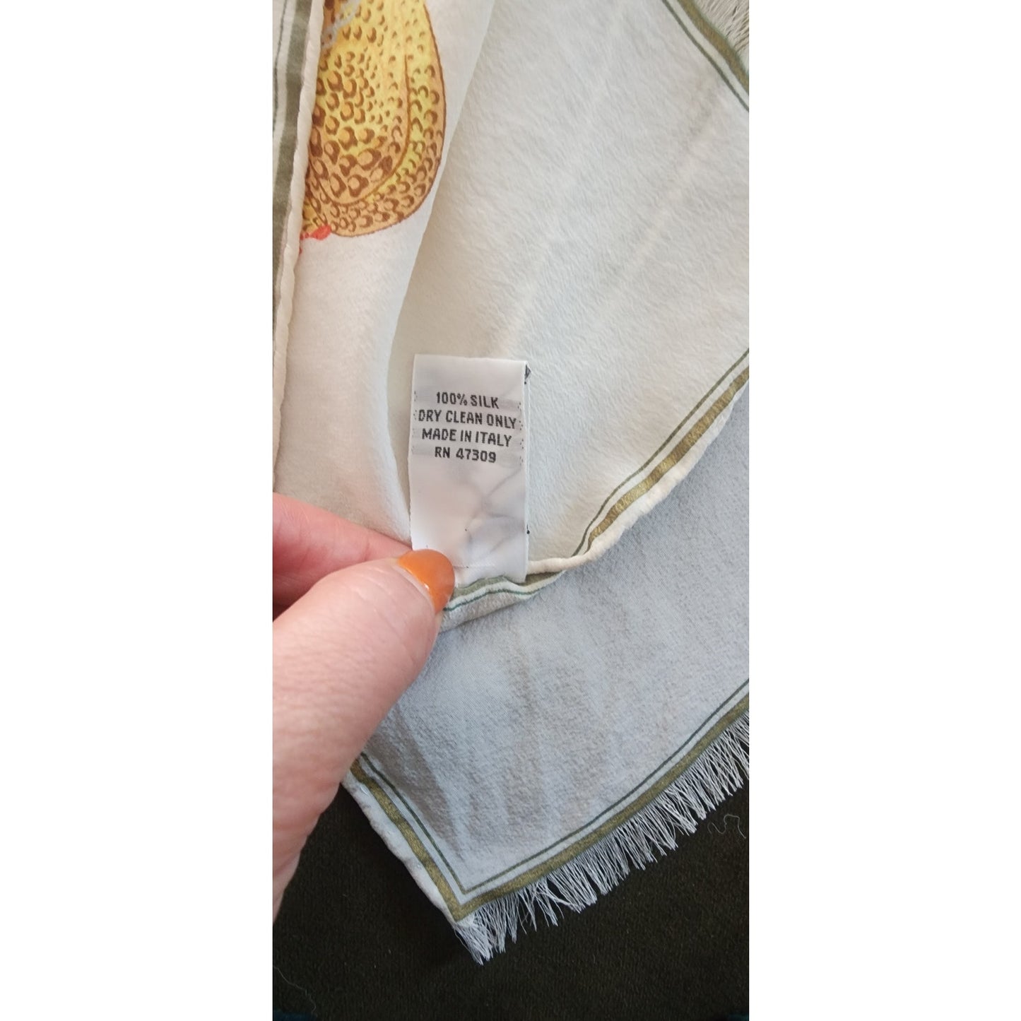 Vintage 1980s Erte Silk Scarf White Gold Art Deco Leopard Lady Letter L Femme Panthere