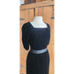 Vintage 80s Black Velvet Party Dress Puffed Sleeves Kappi I Magnin