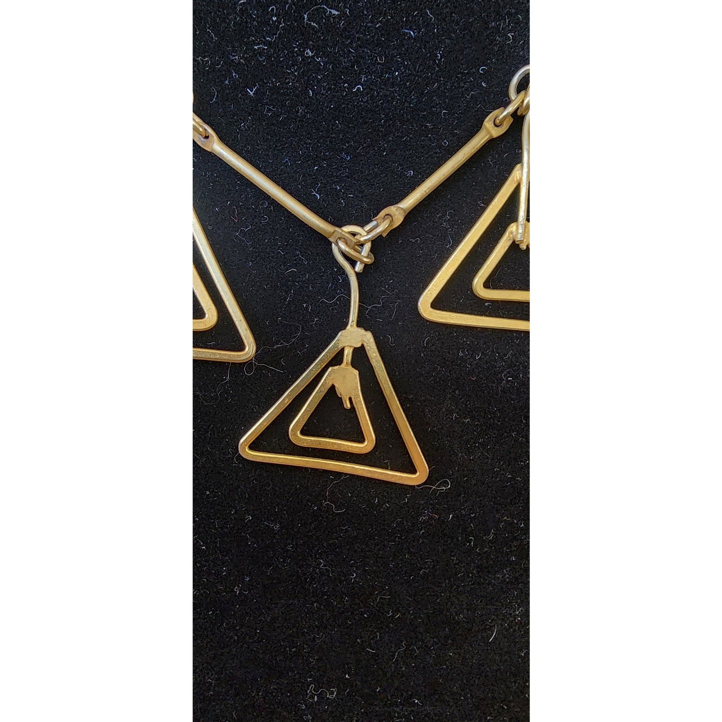 Vintage Gold Necklace Geometric Triangle Pendants Klimt Art Deco Style