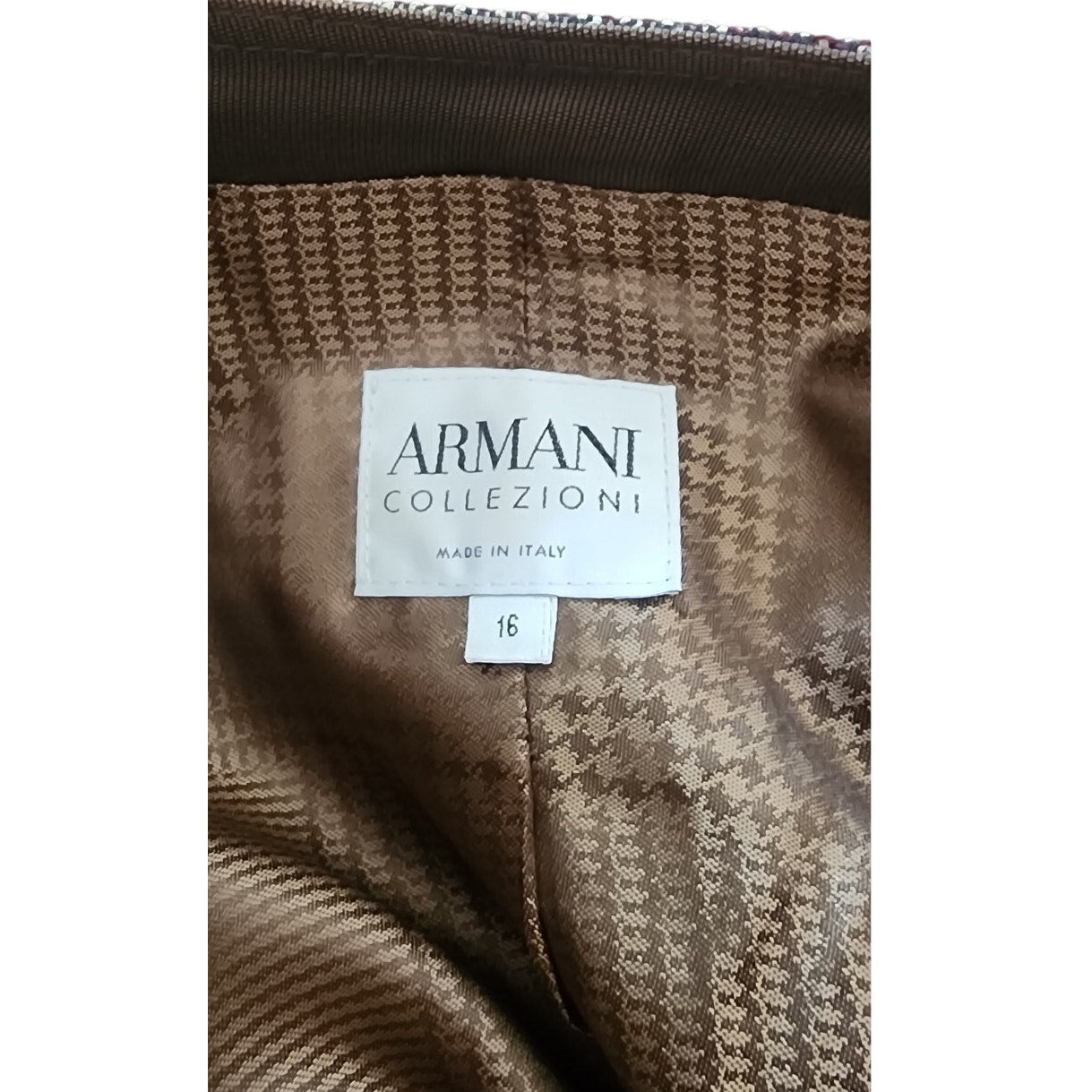 ARMANI COLLEZIONI 2008 Blazer in Brown and Cream Check Wool Jacket / L