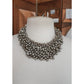 Vintage 2000s Weekend Max Mara Bib Necklace Metallic Cluster Choker Faux Pearl Crystal Cluster