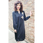 Vintage 70s Black Dress Butterfly Embroidery Ciao Ltd