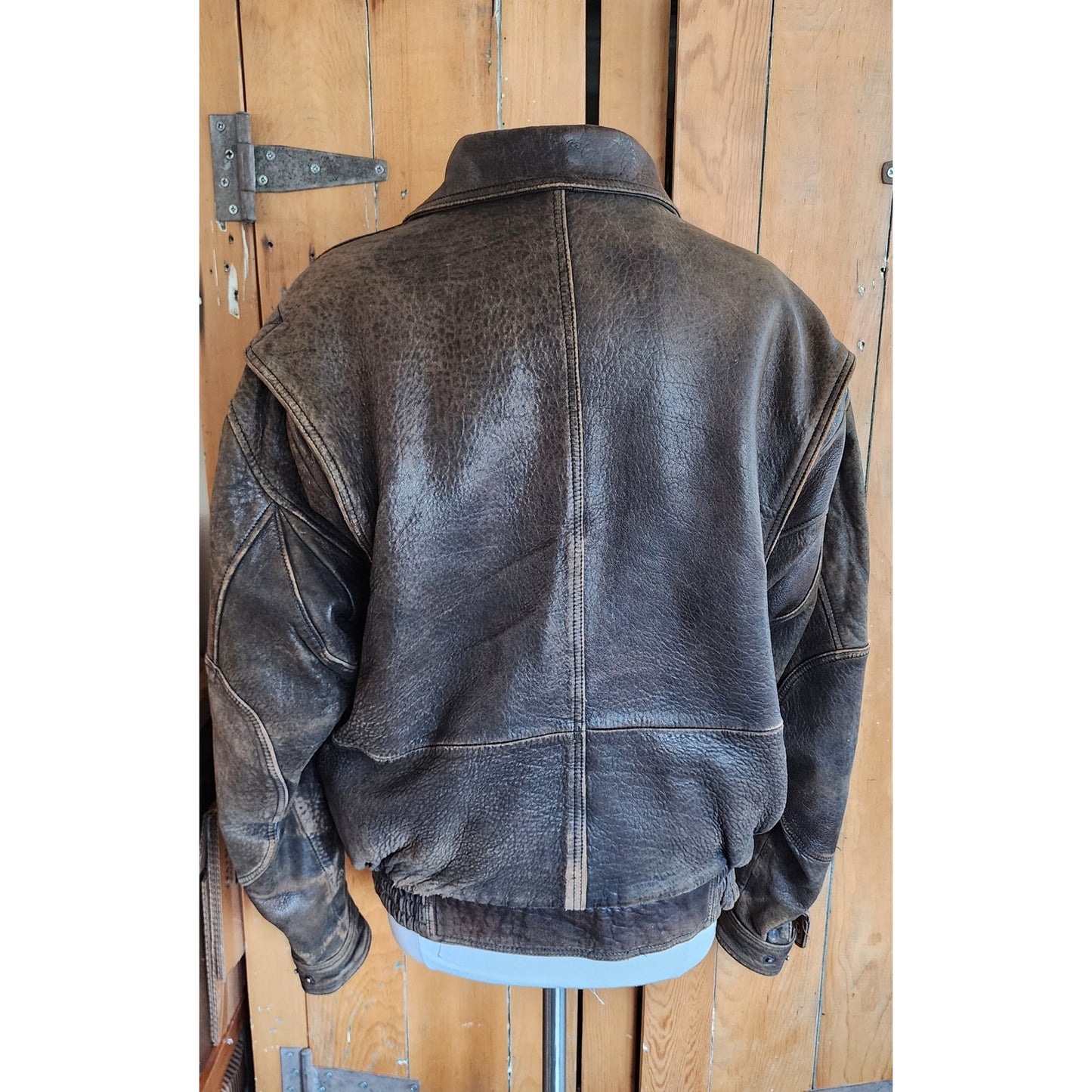 Vintage 80s Men's Jacket Brown Leather Bomber Sawyer of Napa