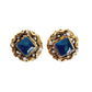 Vintage 90s Chanel Earring Clips Gripoix Blue Glass Byzantine Style A 96