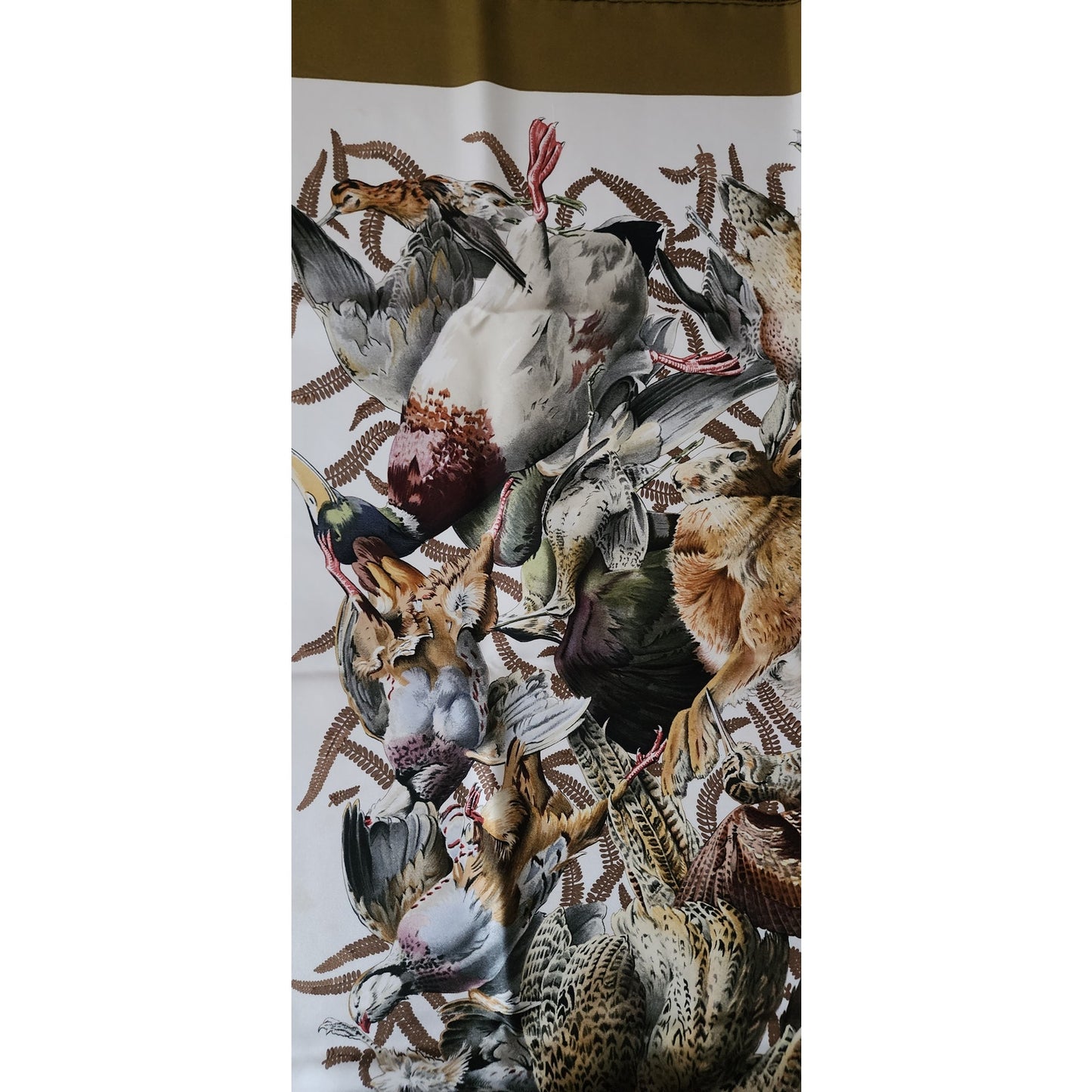Vintage HERMES Silk Scarf Gibiers Game Animals Print Rabbits Birds Linares