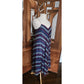 Vintage 70s Chiffon Silk Sun Dress Chevron Stripe Charlotte Ford Spaghetti Strap