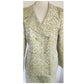 Vintage 80s ESCADA COUTURE Skirt Suit Green Cream Silk Jacquard Leafy Print / L