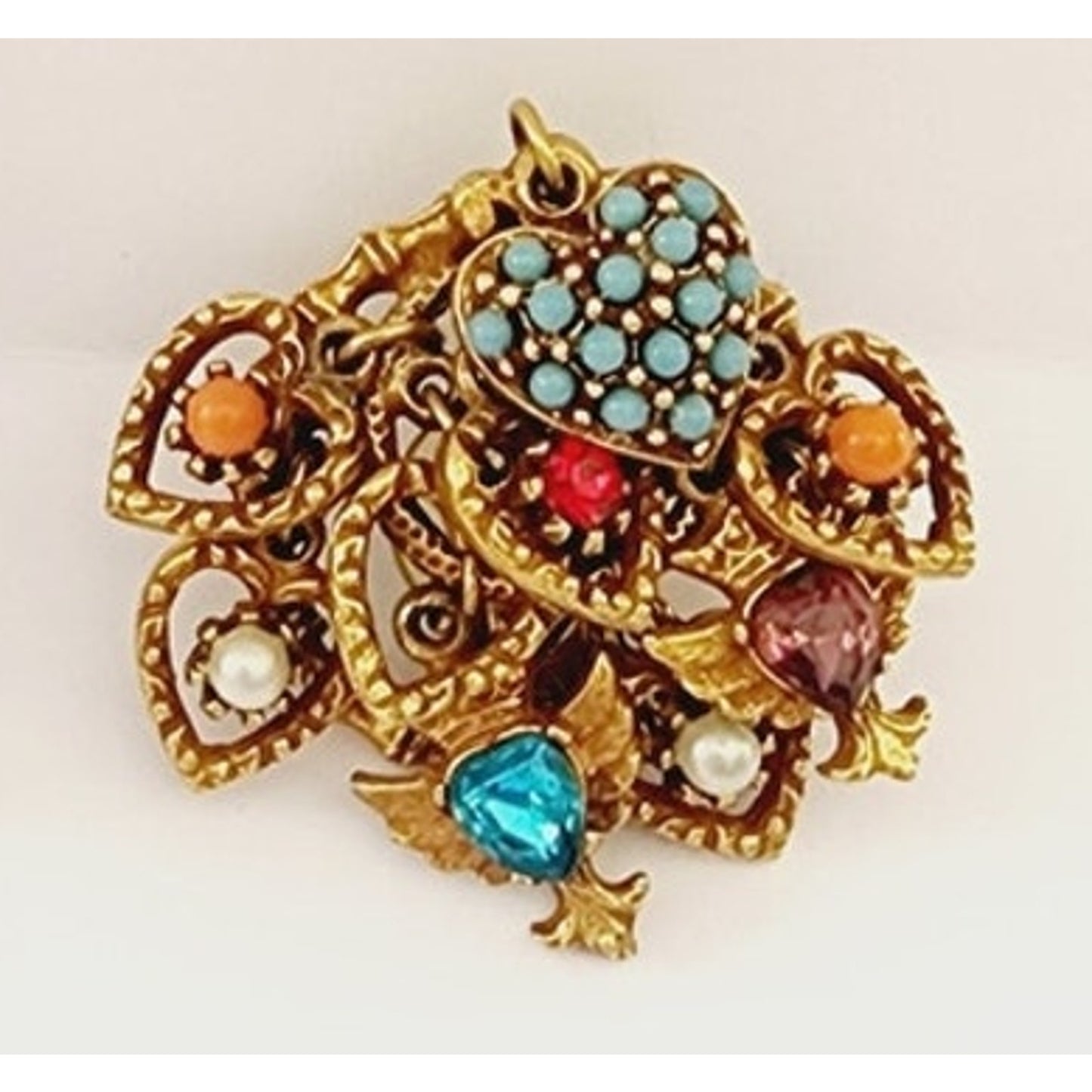 Vintage Charm Earrings Signed VA Goldtone