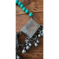 Vintage Tibetan Nepali Bib Necklace Dyed Agate Blue Beads Sterling Silver Clasp