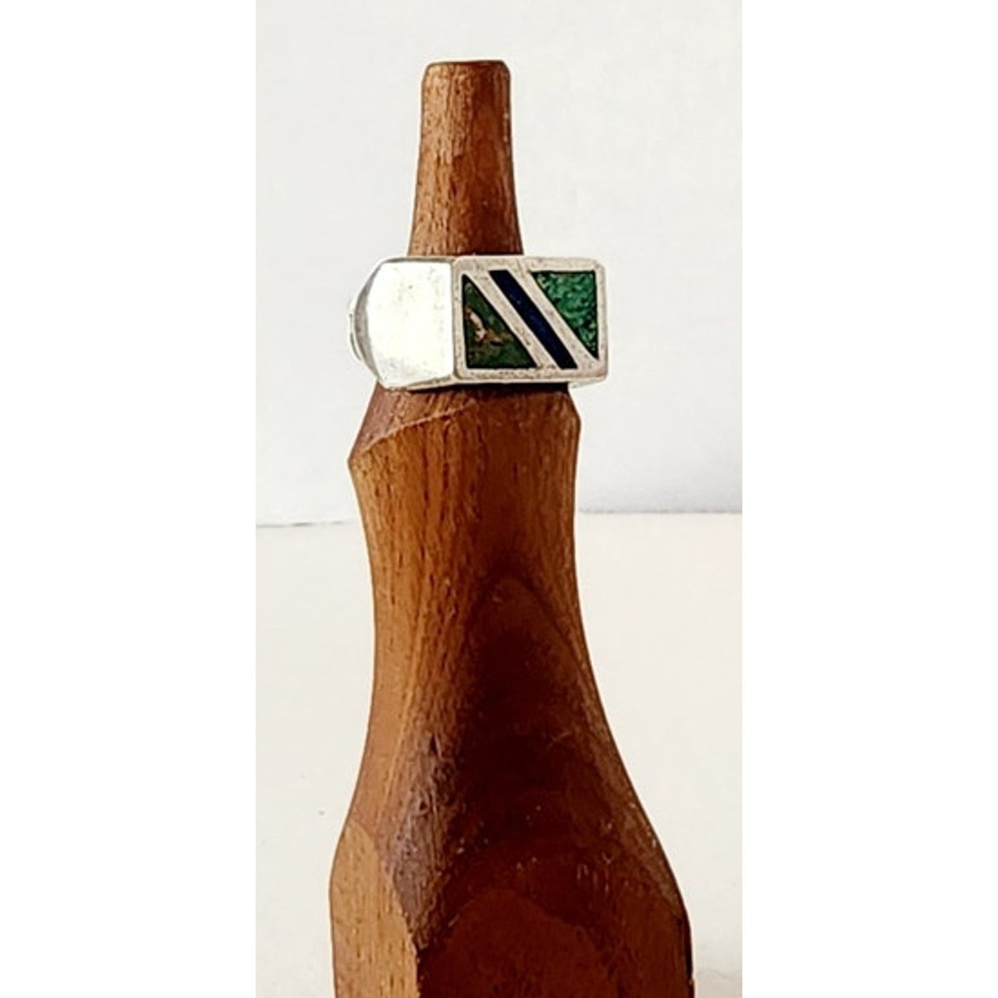 VTG Mens Inlay Ring Sterling Silver Mexico Malachite Lapis Lazuli Eagle Mexico 10.25