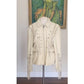 Vintage 1980s White Leather Jacket SUNRIDERS Fringe, Studs & Bone Beads XXL