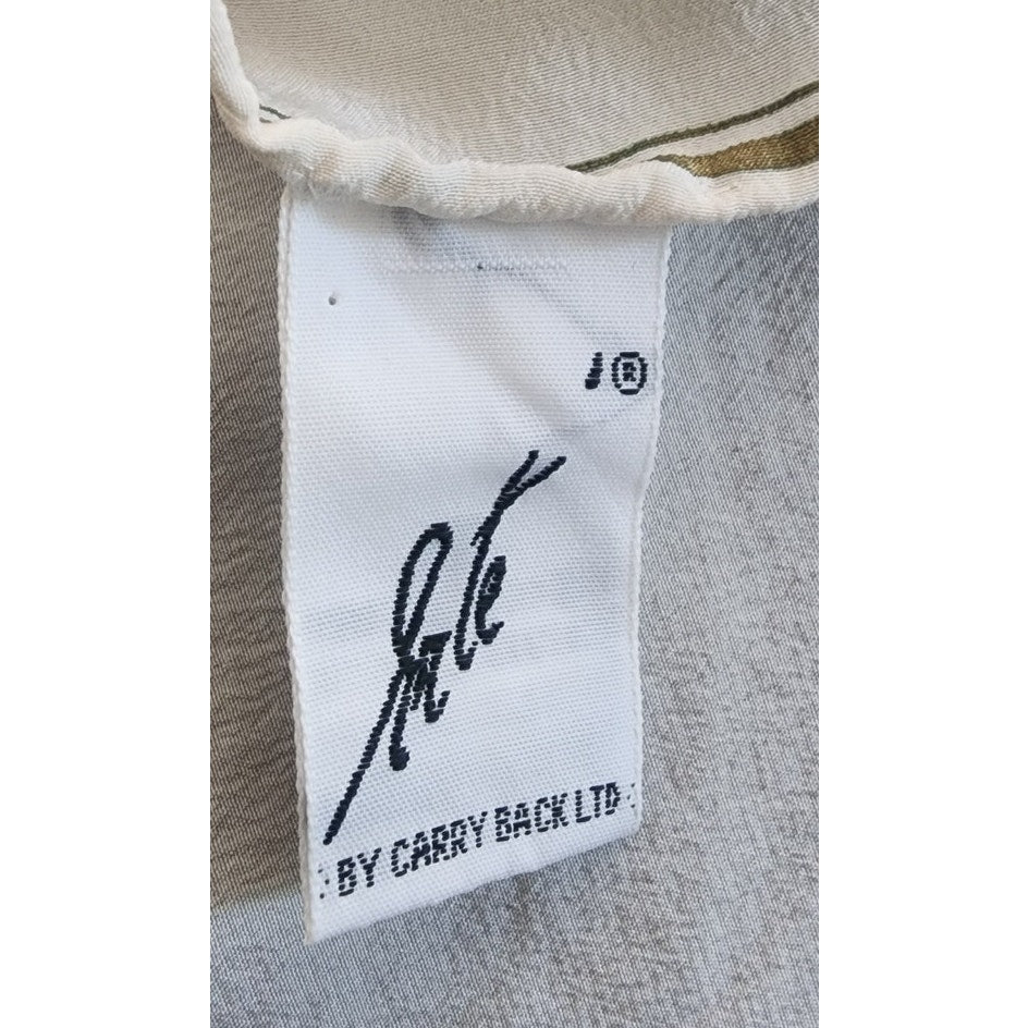 Vintage 1980s Erte Silk Scarf White Gold Art Deco Leopard Lady Letter L Femme Panthere
