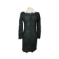 Vintage 1990s Calvin Klein Dress Black Lace Scalloped Boat Neck Long Sleeve Sz 8