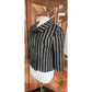 Vintage 60s SYBIL CONNOLLY Mod Cropped Blazer Gray Wool Tweed Black Stripes Large Collar