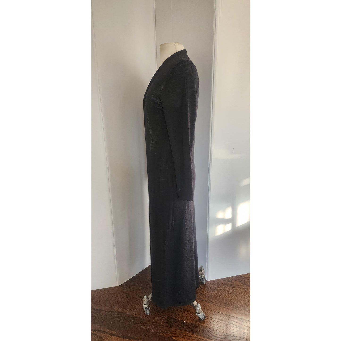 Eileen Fisher Black Wool Duster Long Cardigan / M