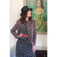 Vintage 80s Jaeger Blazer Navy Blue Brown Plaid Wool Blend