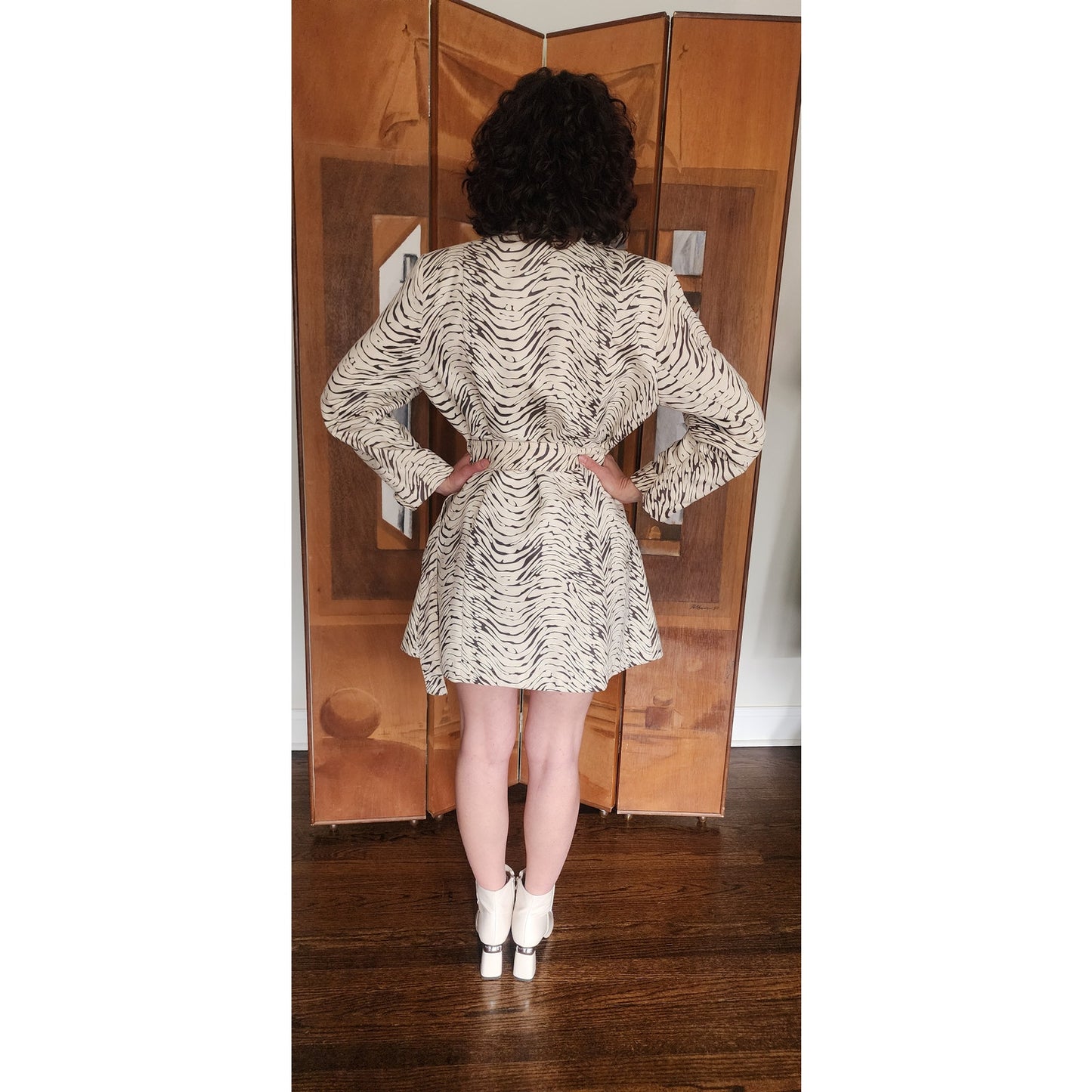 Vintage 80s Animal Print Jacket Short Trench Zebra Coat Baxis