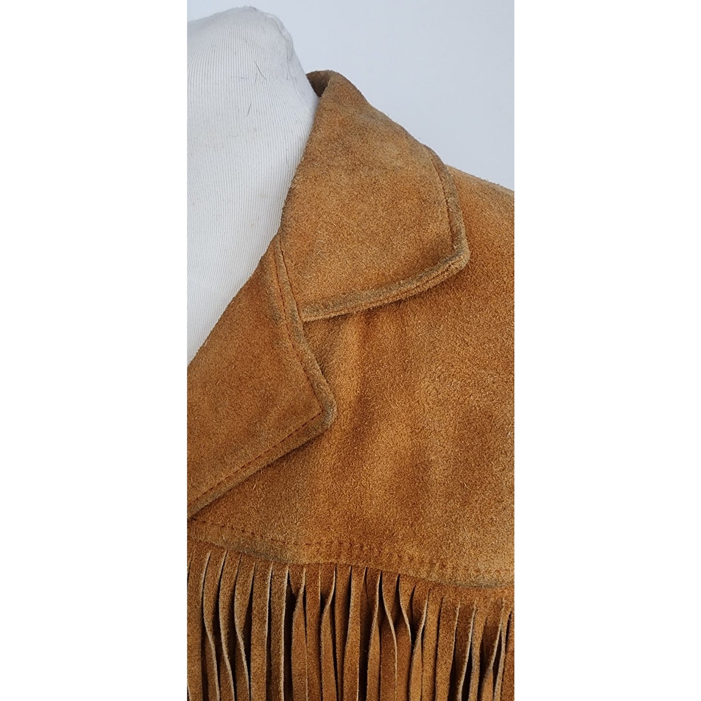 Vintage Berman's Buckskin Leather Mens Jacket Fringed Beige Suede 44
