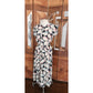 Vintage 1980s Krizia Dress Silk Puff Sleeve Open Back Geometric Abstract Midi