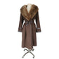 Vintage 70s SILLS A Bonnie Cashin Design Brown Leather Raccoon Fur Coat