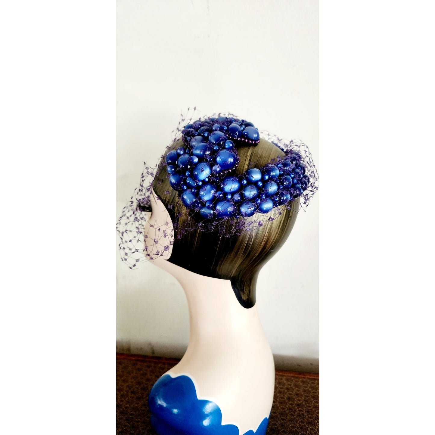Vintage 50s Bes-Ben Hat Blue Moonstone Fascinator w/Veil