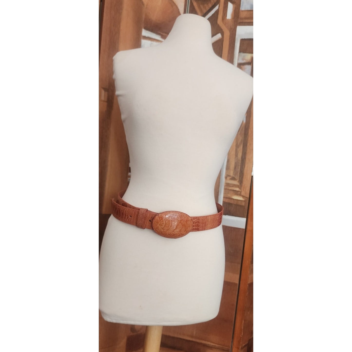 Vintage 2000s Alligator Leather Belt Unisex Los Altos Caiman Lizard Skin Country Western Oryx