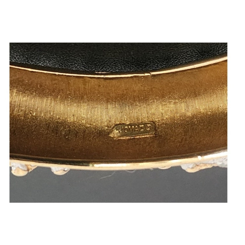 Vintage 70s Jomaz Bracelet Joseph Mazer Sculptural Brutalist Two Tone Gilt Clamper Bangle