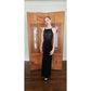 VTG 90s Y2K Aspeed Dress Black Velvet Rhinestone Studs Halter Maxi Gown Prom M