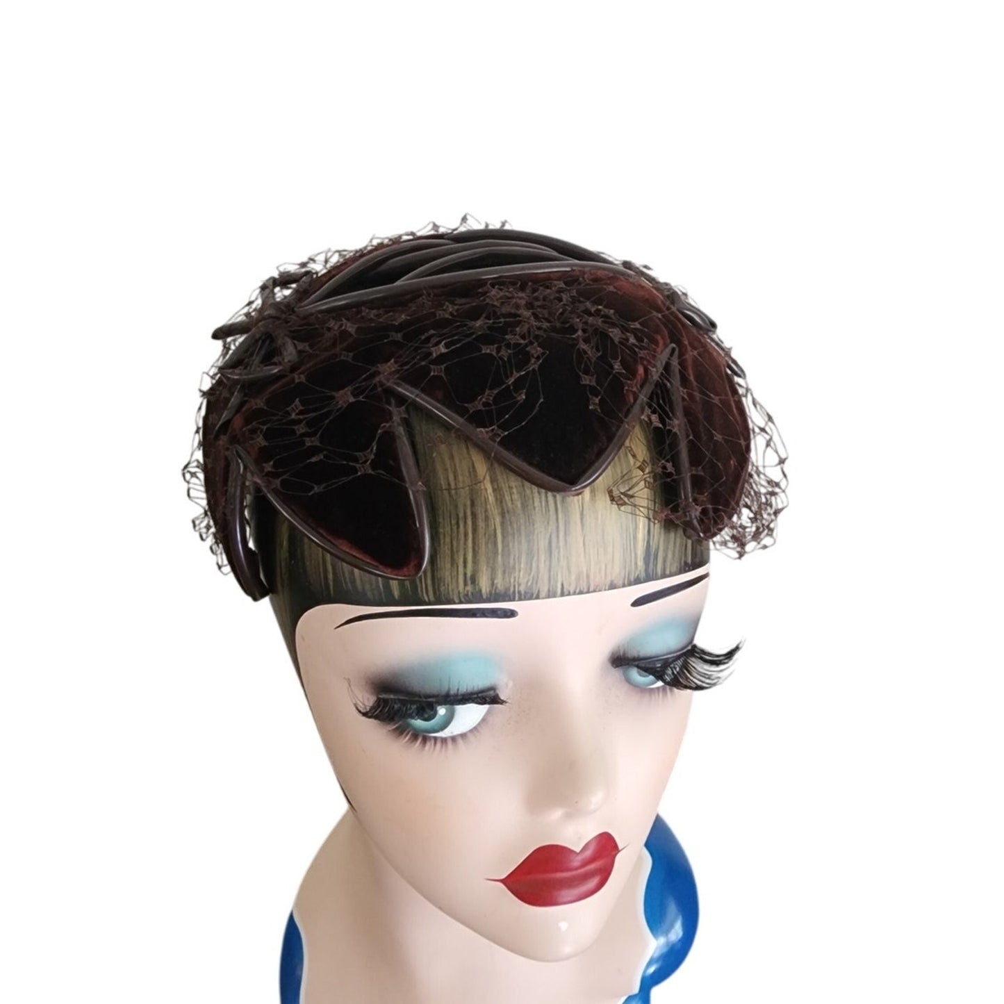 Vintage 1950s Bes-Ben Hat in Brown Velvet w/Bows Chicago Midcentury Millinery
