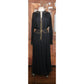 Vintage 1970s Geoffrey Beene Set Black Jersey Blouse Maxi Skirt Gold Trim Boho