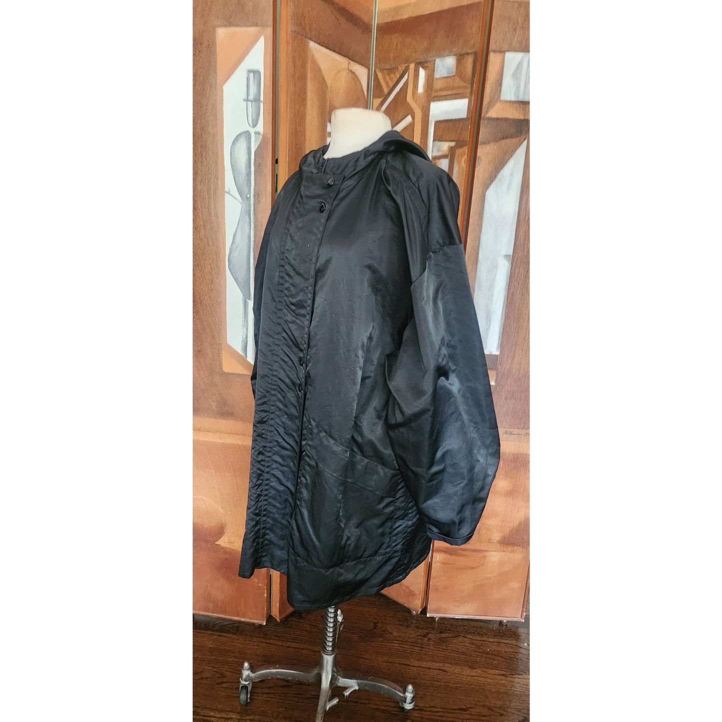 Vintage 1980s Linda Lundstrom La Parka Guardian Eagle Coat Art to Wear Hooded Faux Fur + Liner